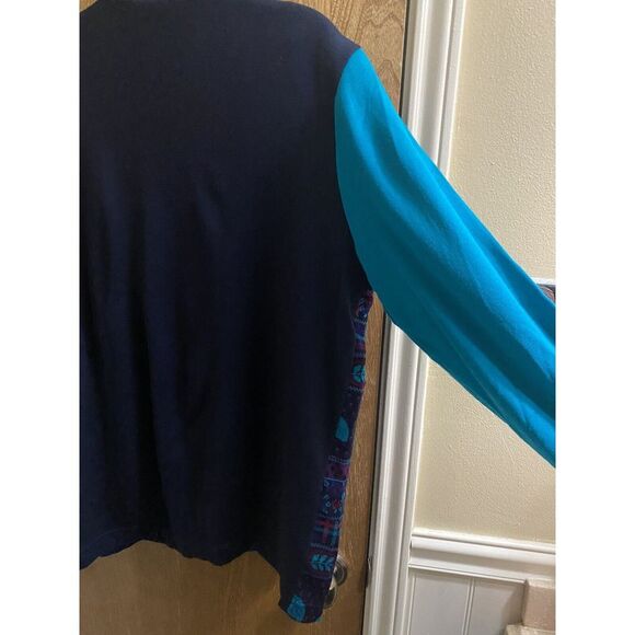 Vintage Women's Alfred Dunner Cardigan Sweater Turquoise Navy Purple 2X Button - Picture 11 of 12